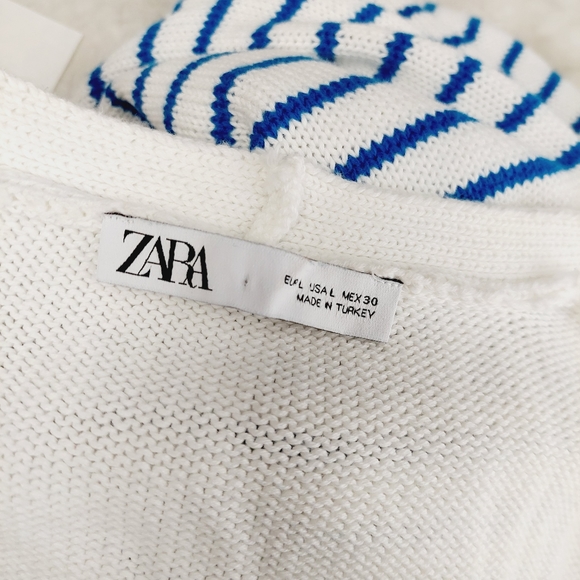 Zara Blue White Stripes Knit Oversized Midi Summer Button Up Dress P1657 - Picture 7 of 11